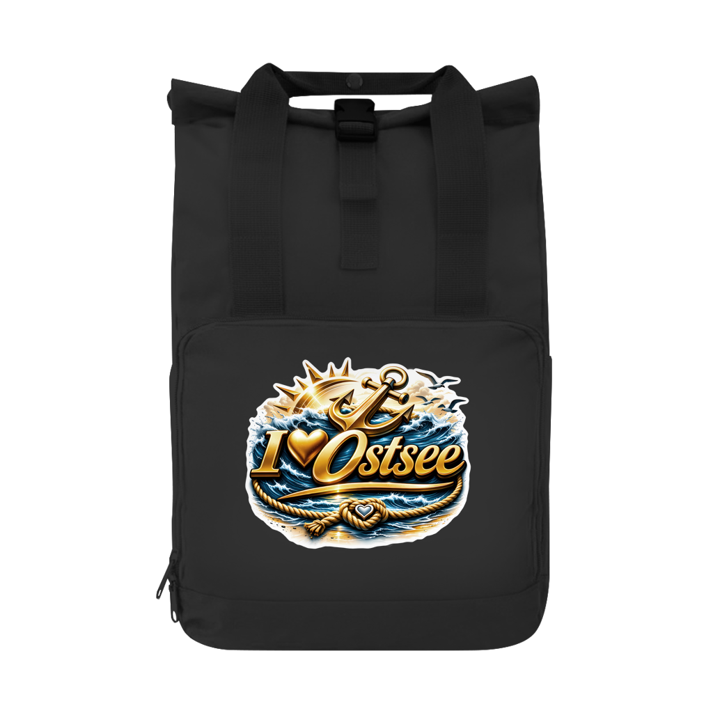 Rucksack mit Seitentasche  love Ostsee #607 gold Gr. L