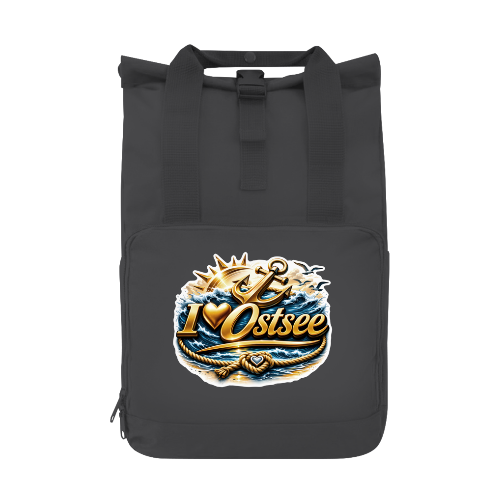 Rucksack mit Seitentasche  love Ostsee #607 gold Gr. L