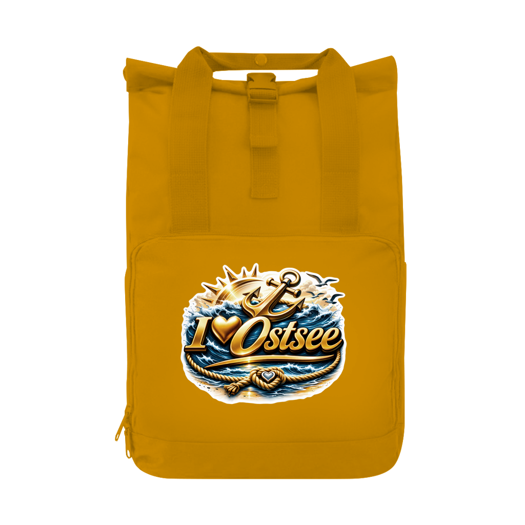 Rucksack mit Seitentasche  love Ostsee #607 gold Gr. L