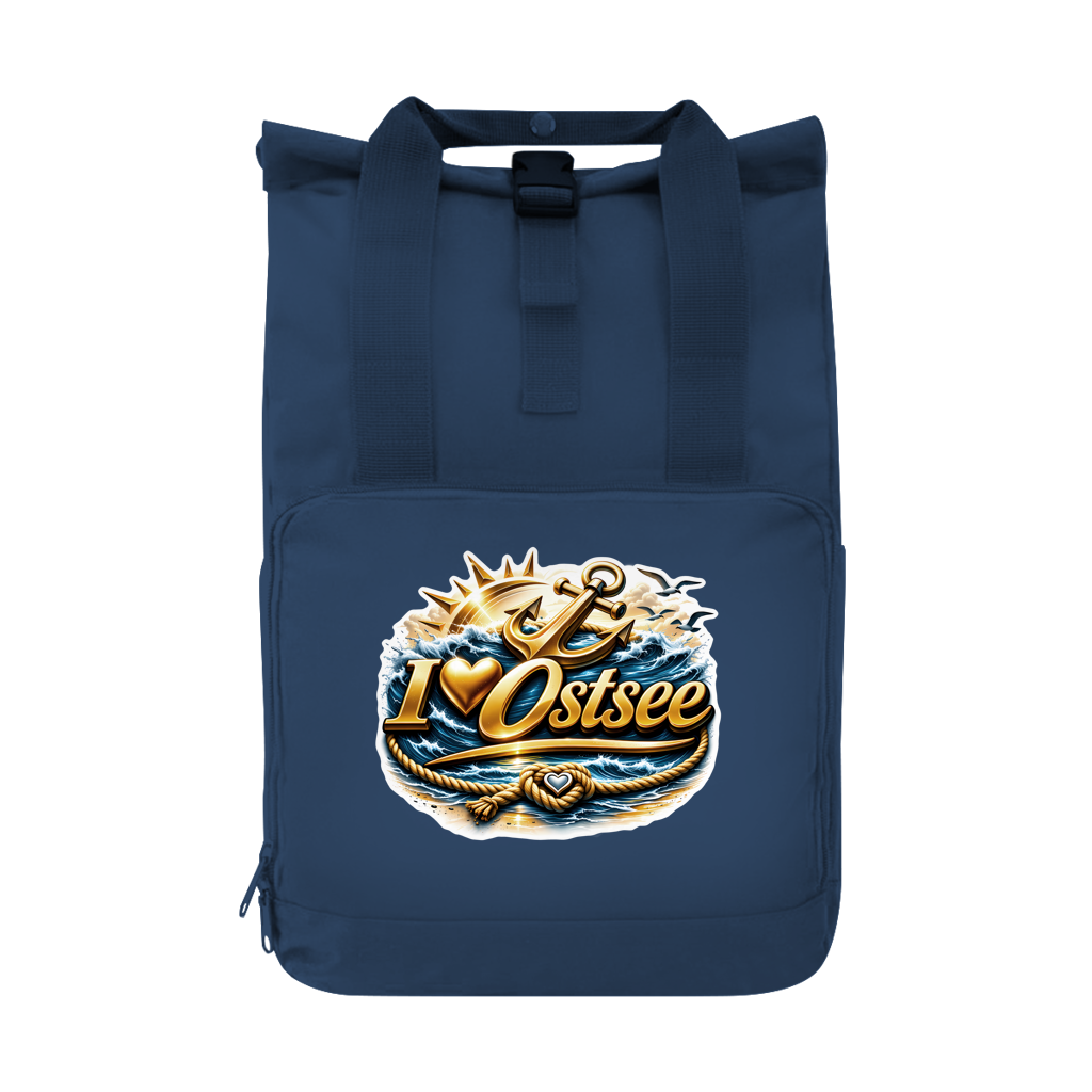 Rucksack mit Seitentasche  love Ostsee #607 gold Gr. L