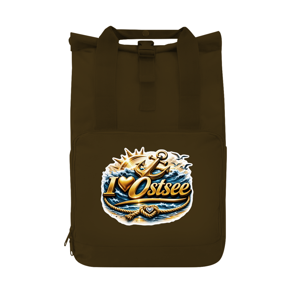 Rucksack mit Seitentasche  love Ostsee #607 gold Gr. L