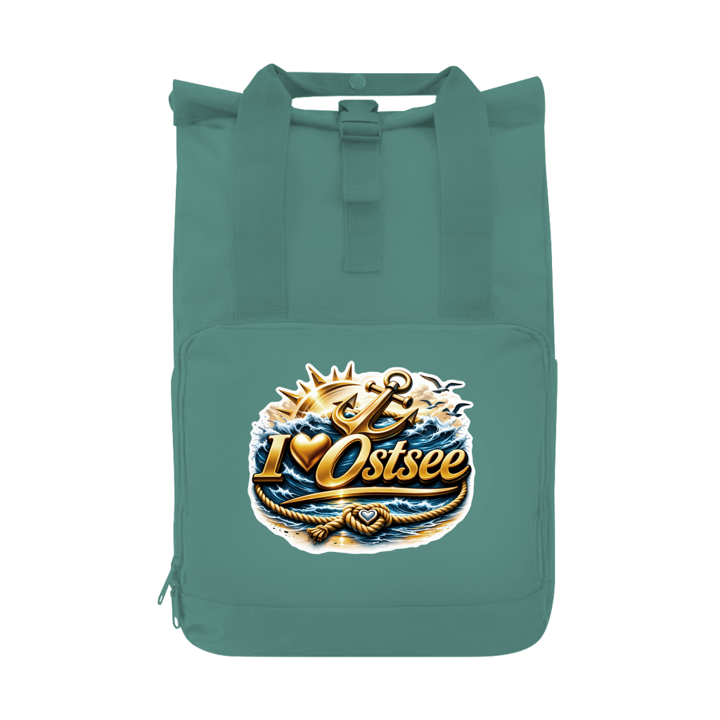 Rucksack mit Seitentasche  love Ostsee #607 gold Gr. L