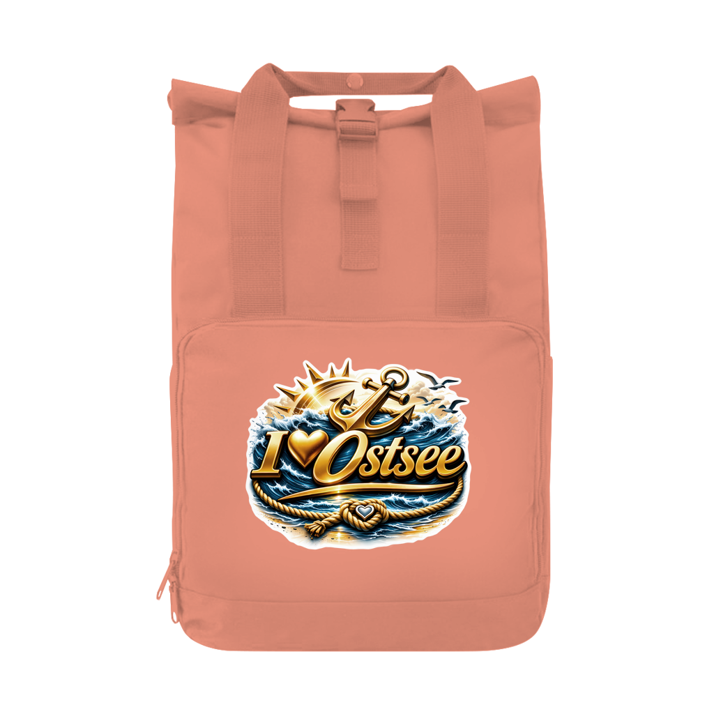 Rucksack mit Seitentasche  love Ostsee #607 gold Gr. L