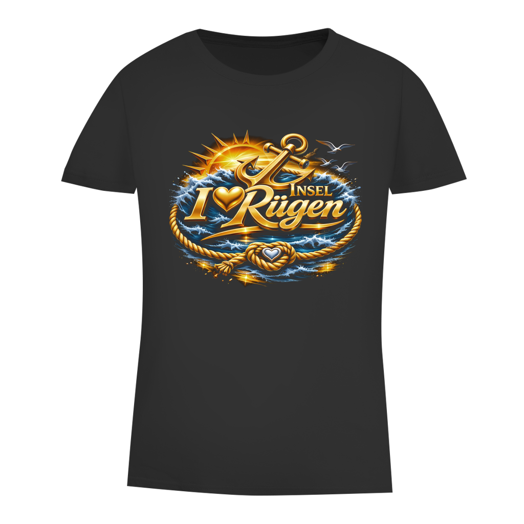 T-Shirt Damen love Rügen #607 gold