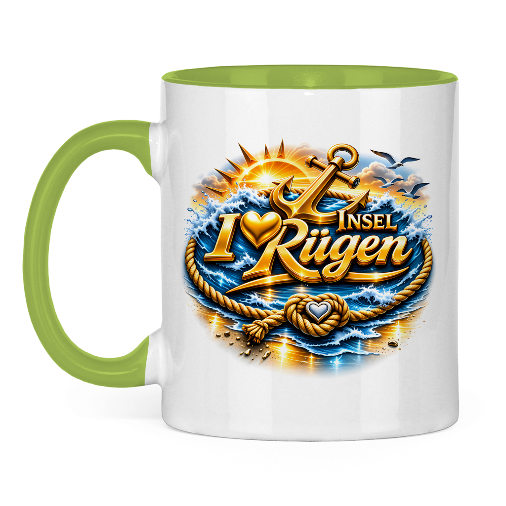 Keramik-Tasse zweifarbig  love Rügen #607 gold