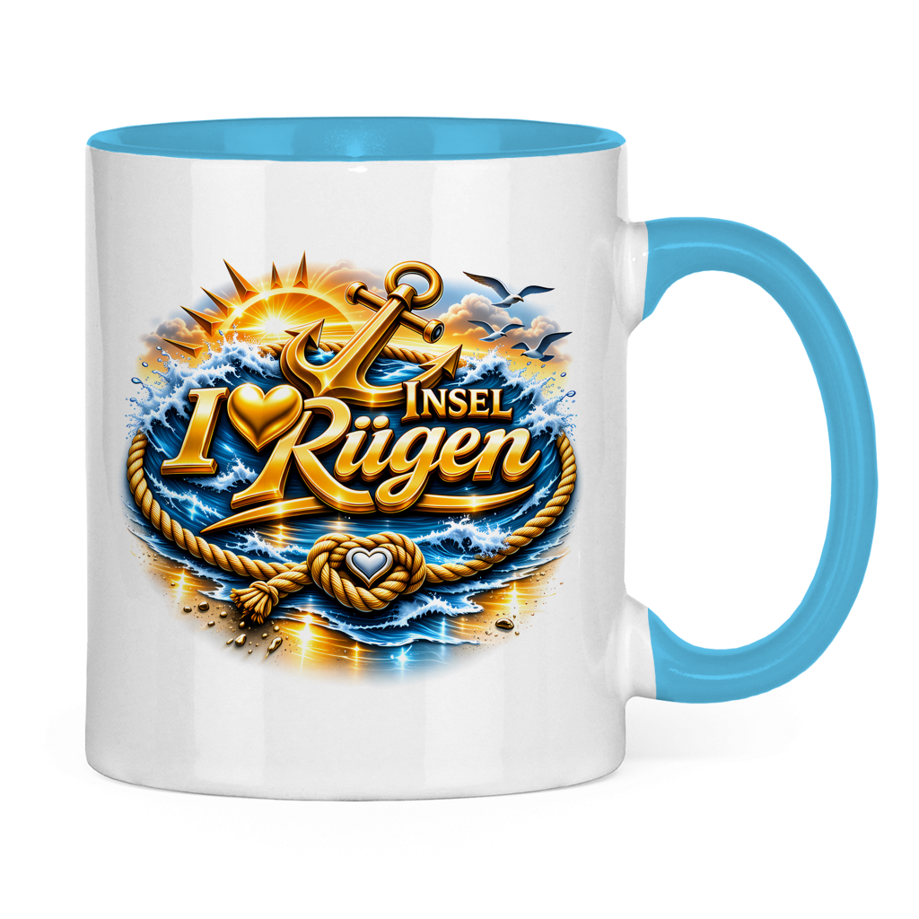 Keramik-Tasse zweifarbig  love Rügen #607 gold