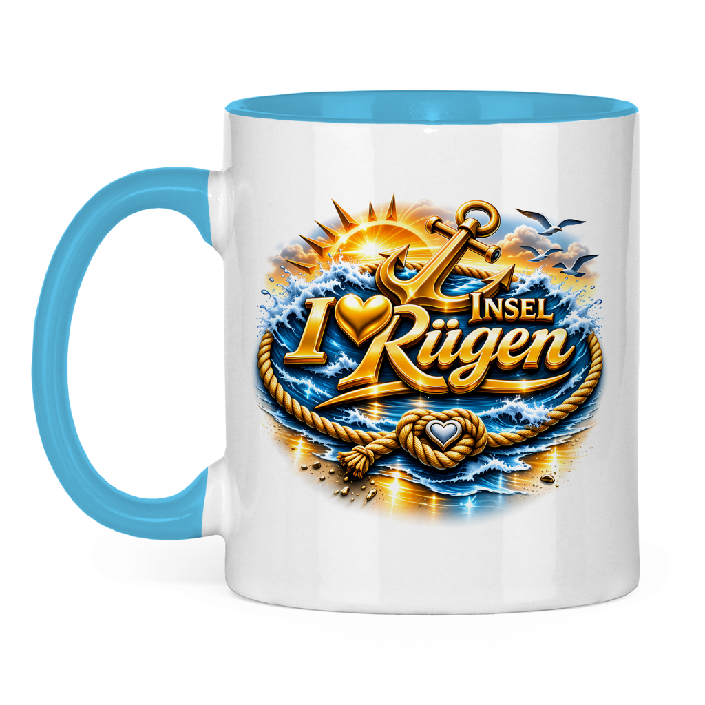 Keramik-Tasse zweifarbig  love Rügen #607 gold