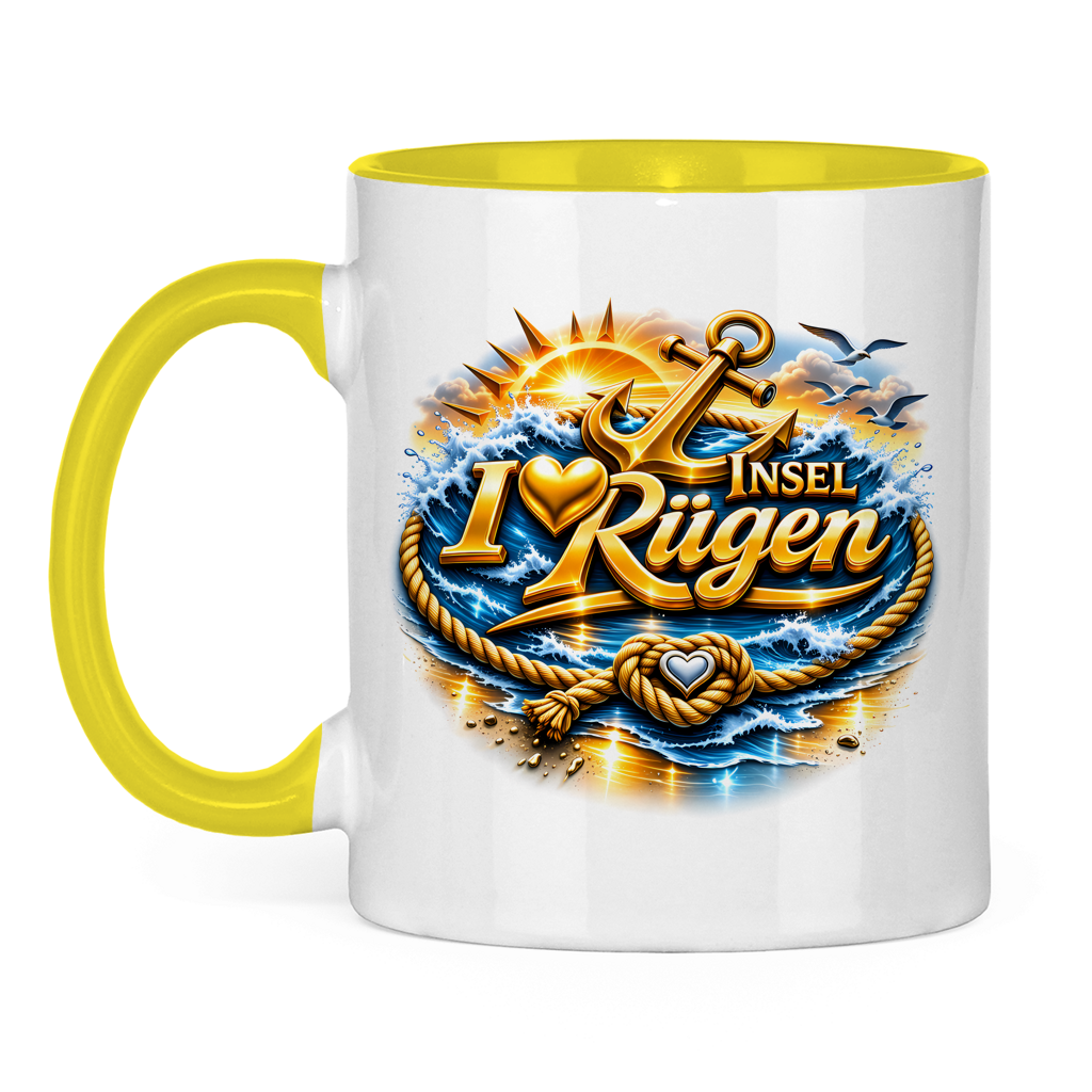 Keramik-Tasse zweifarbig  love Rügen #607 gold