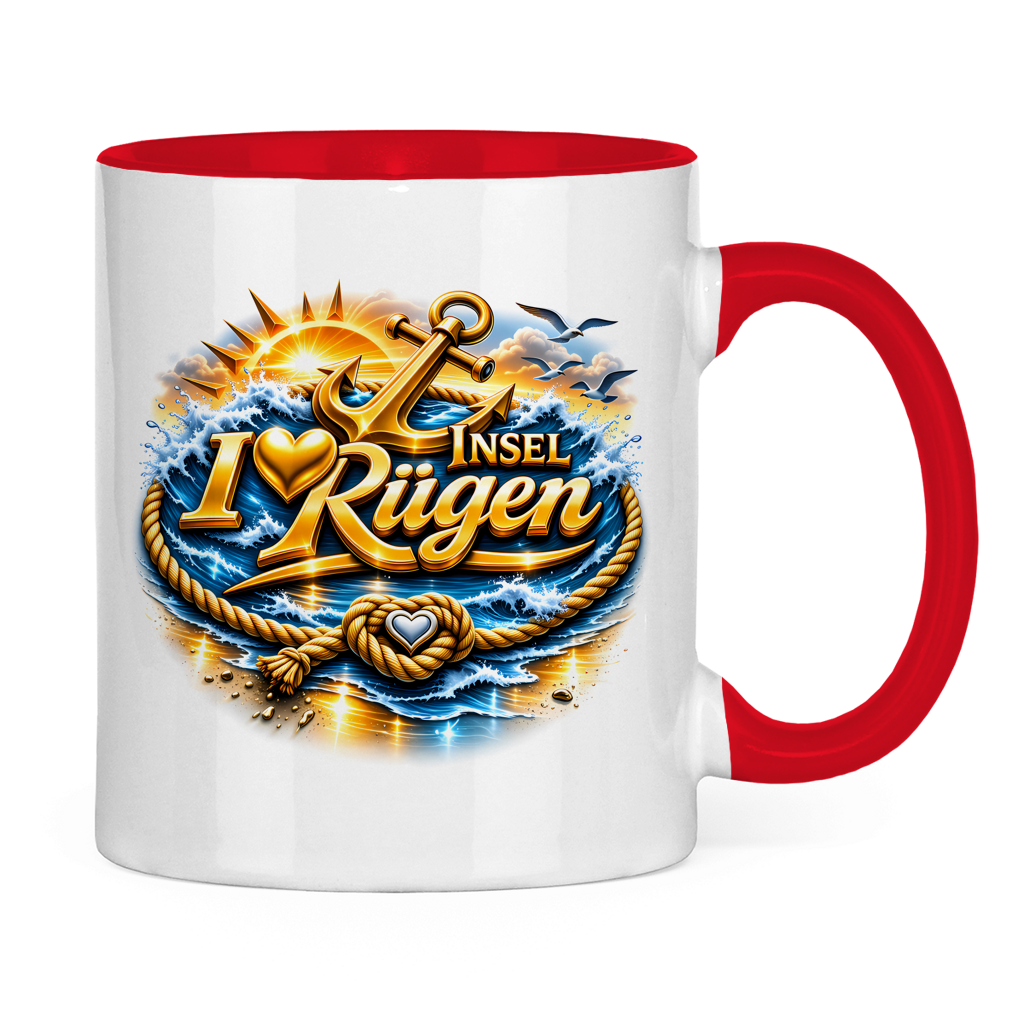 Keramik-Tasse zweifarbig  love Rügen #607 gold