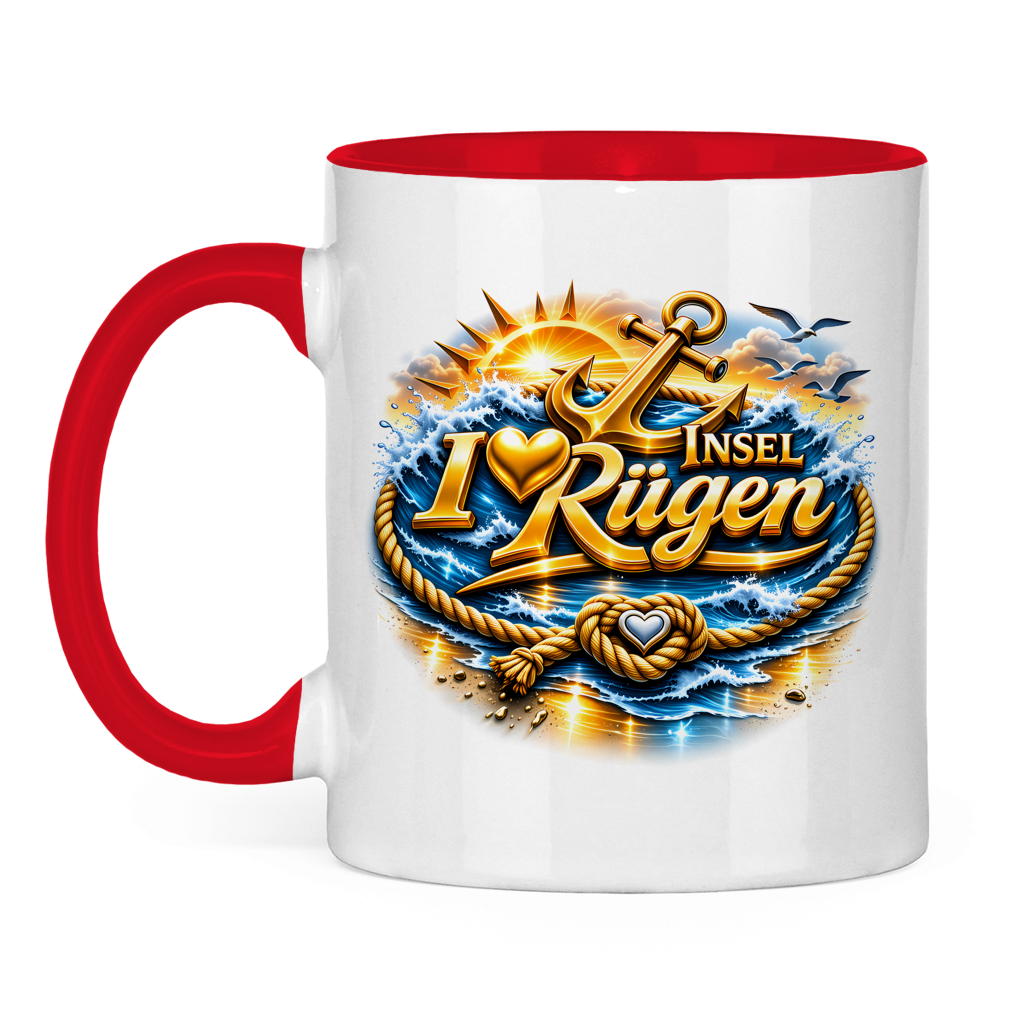 Keramik-Tasse zweifarbig  love Rügen #607 gold