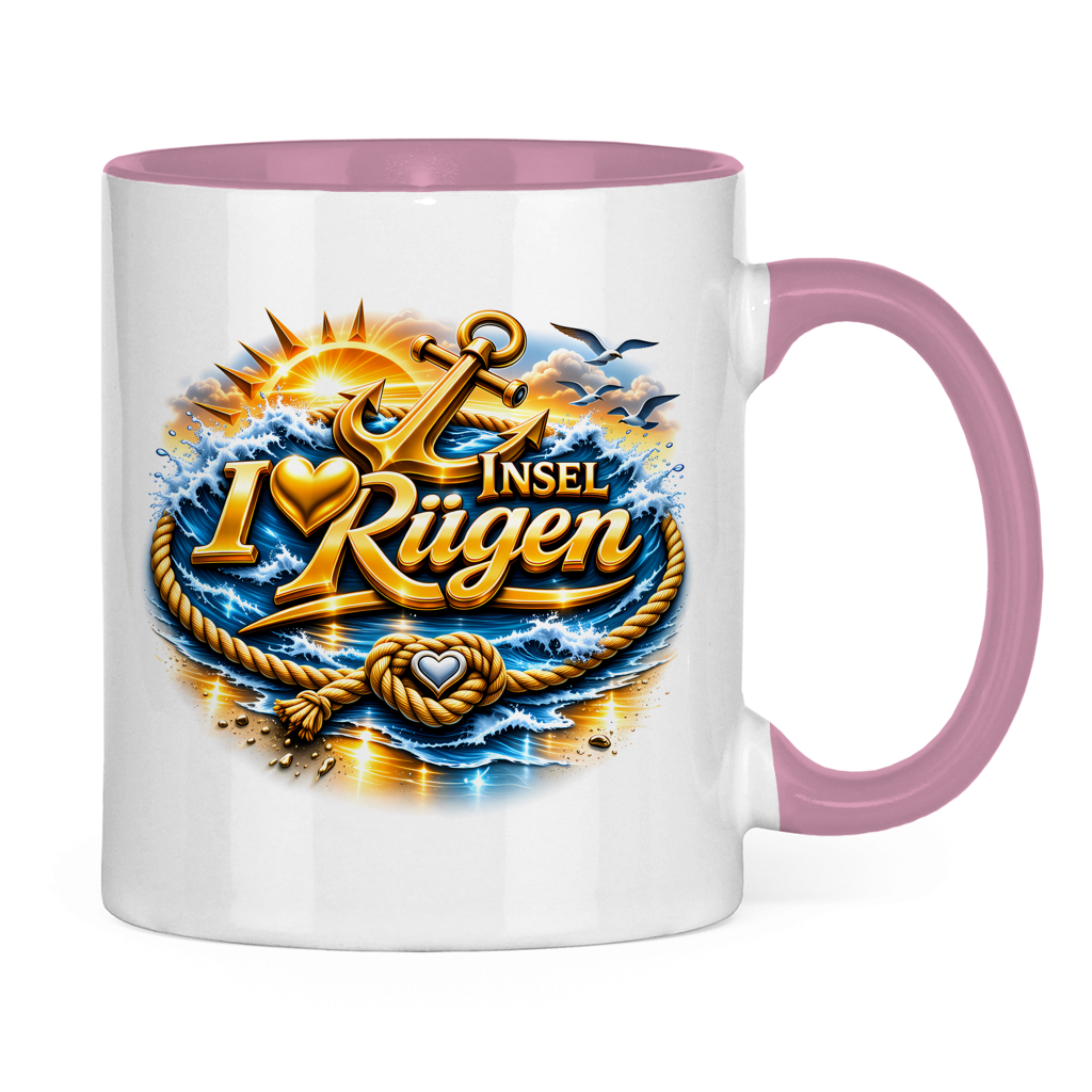 Keramik-Tasse zweifarbig  love Rügen #607 gold