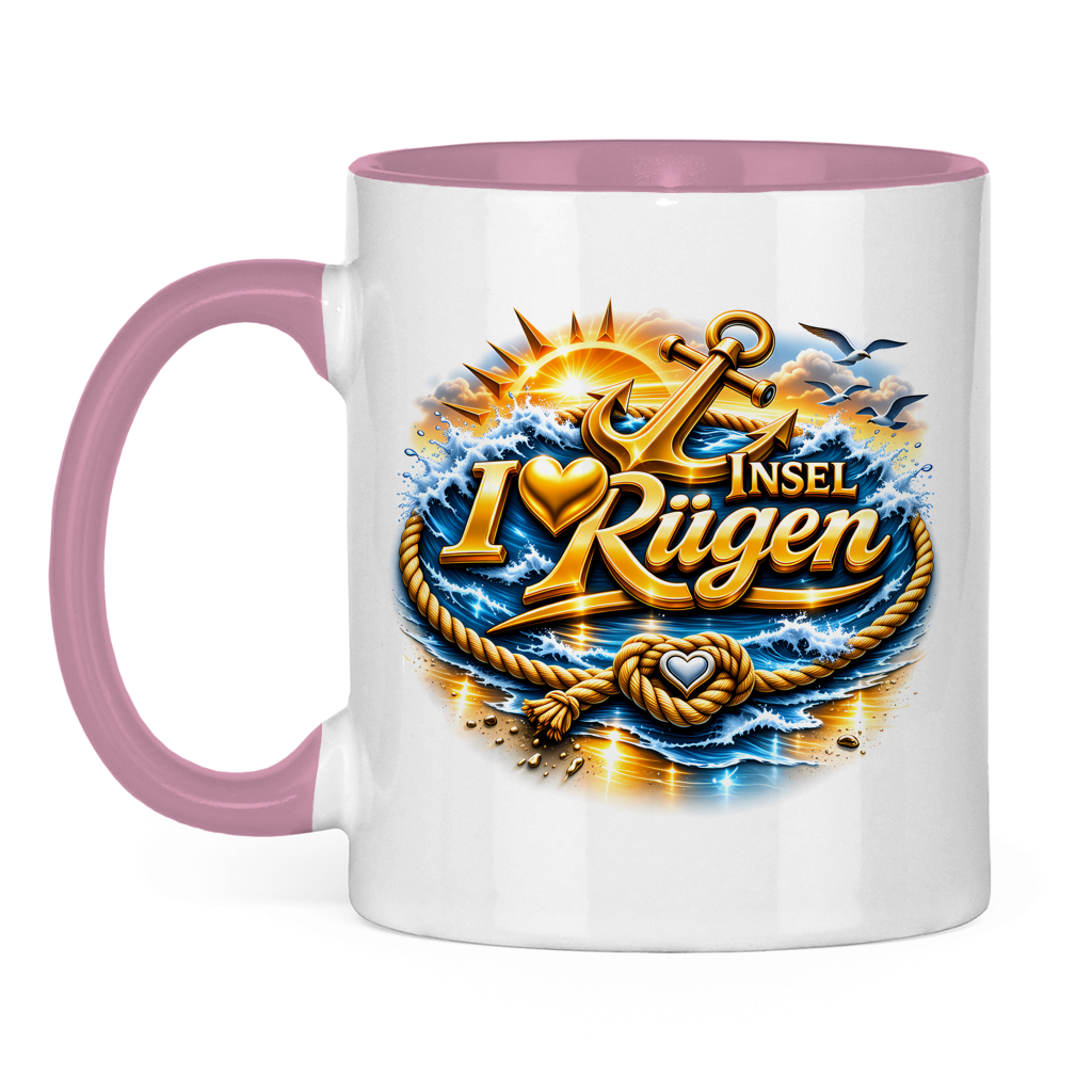 Keramik-Tasse zweifarbig  love Rügen #607 gold