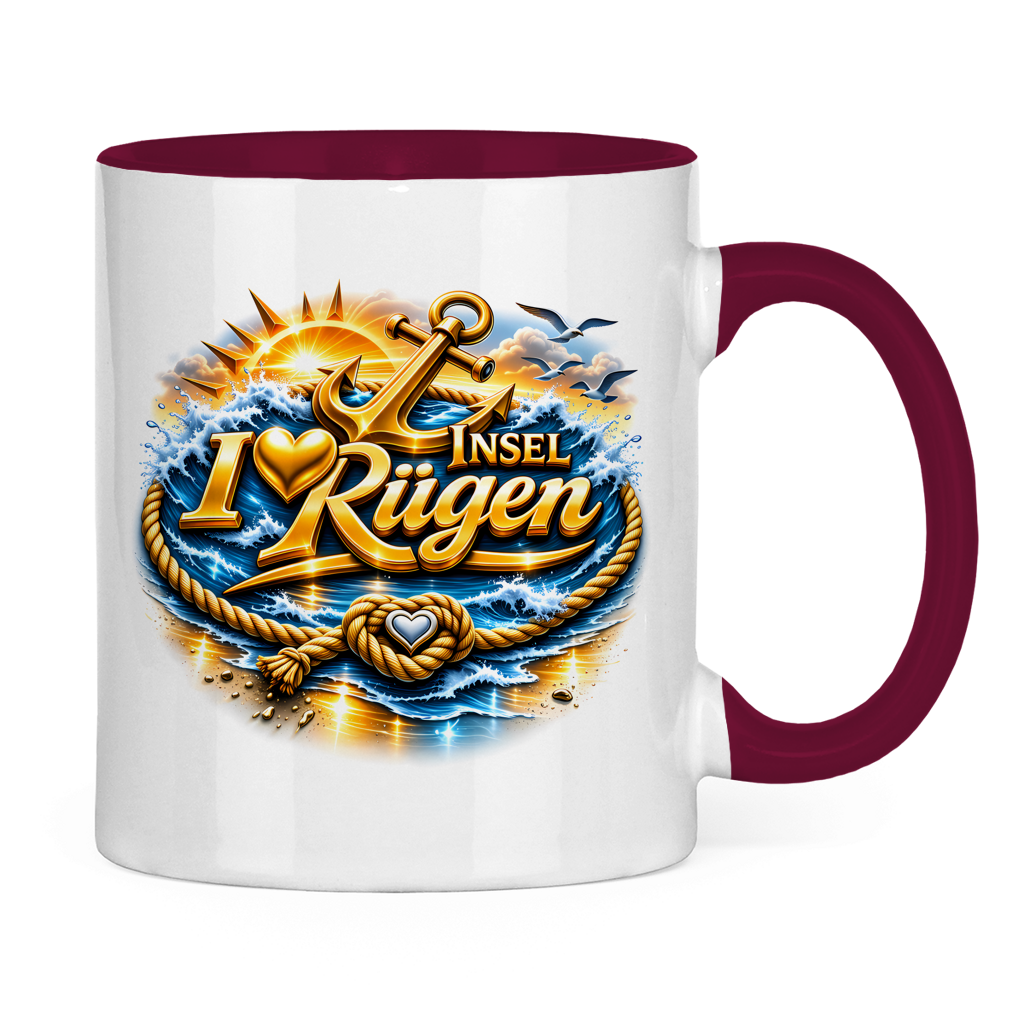 Keramik-Tasse zweifarbig  love Rügen #607 gold