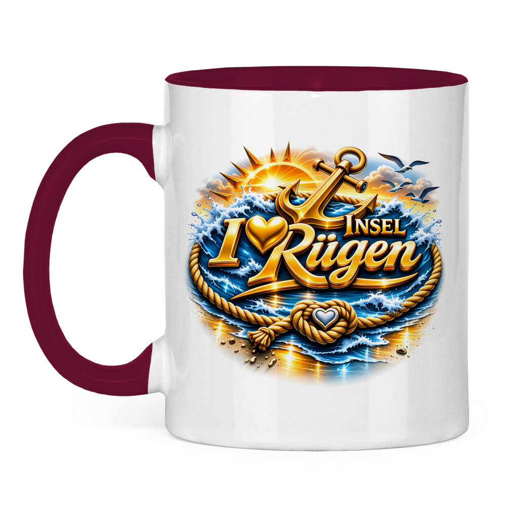 Keramik-Tasse zweifarbig  love Rügen #607 gold