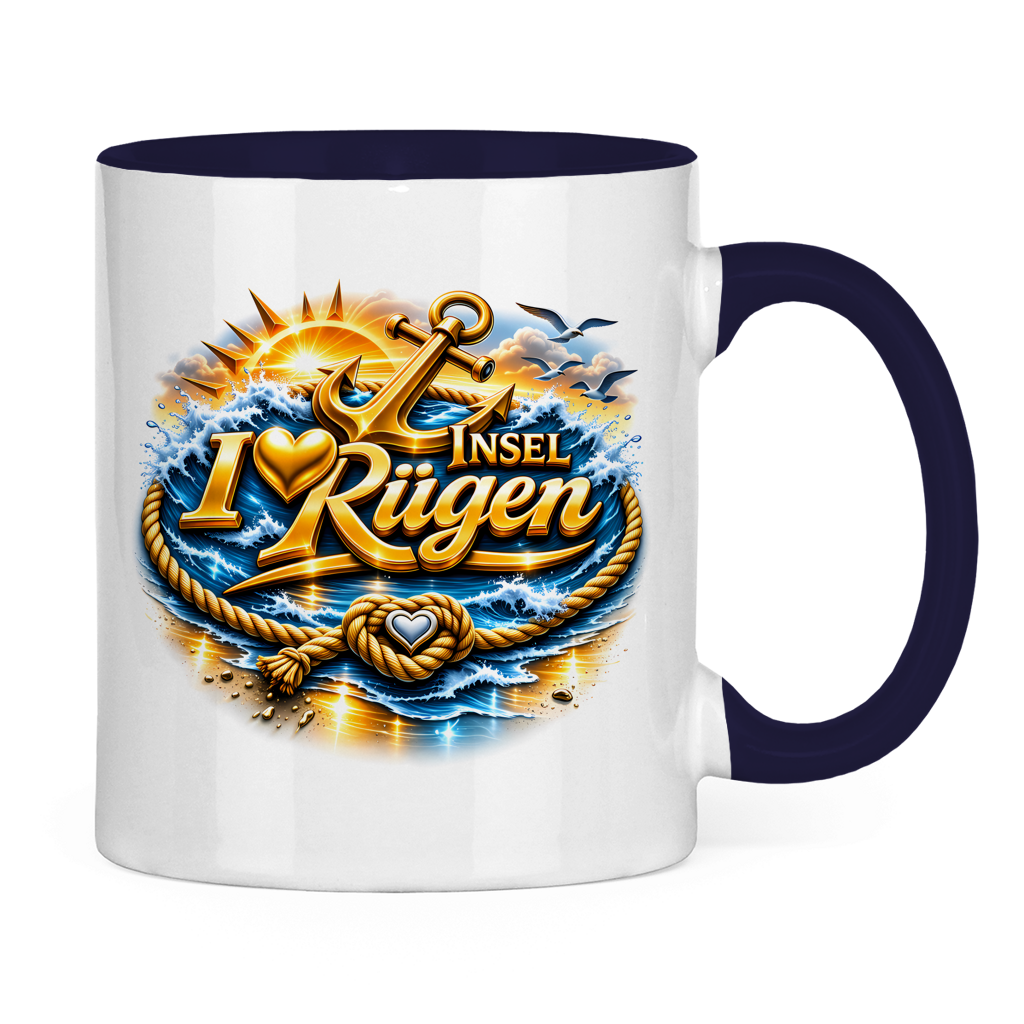 Keramik-Tasse zweifarbig  love Rügen #607 gold