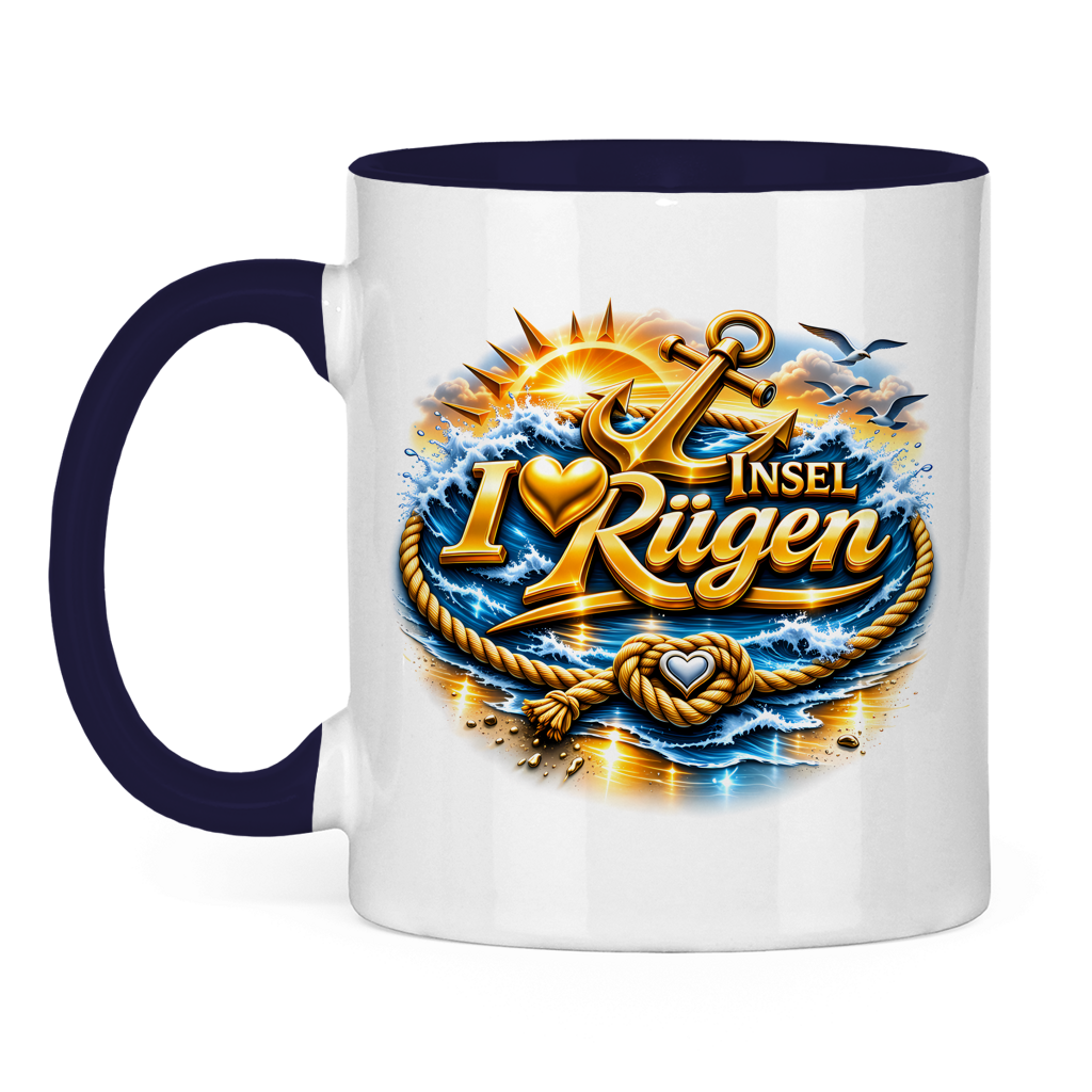 Keramik-Tasse zweifarbig  love Rügen #607 gold