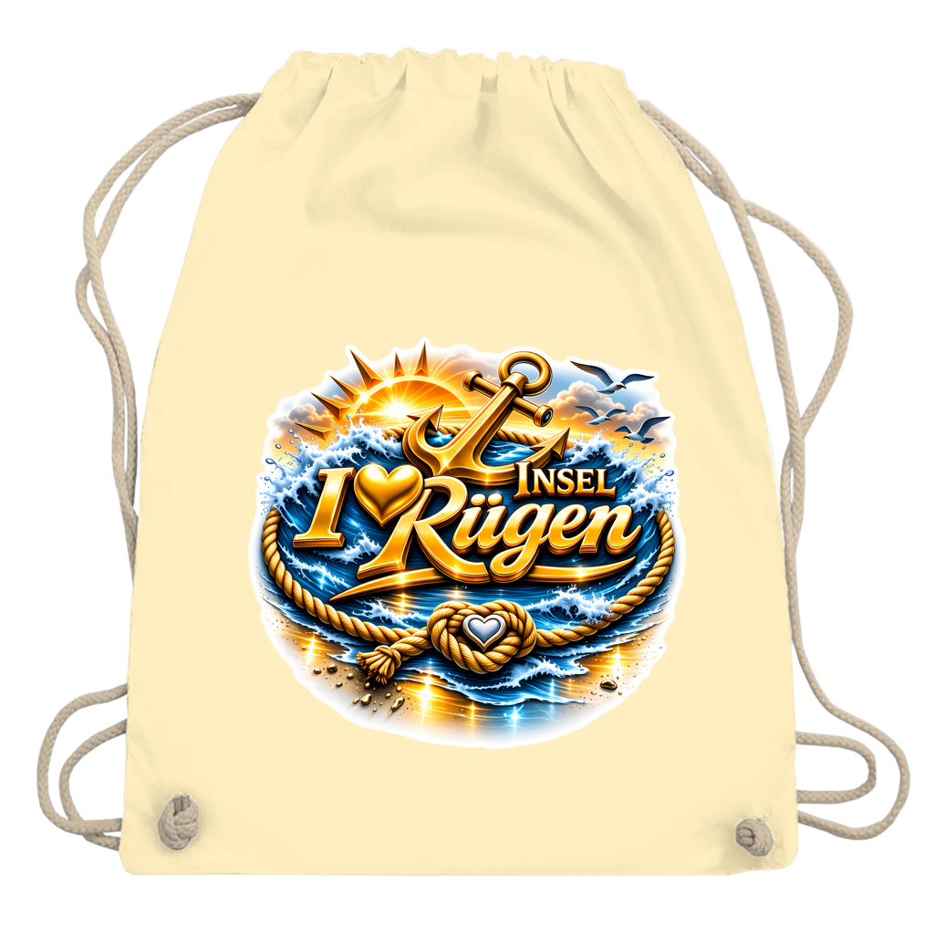 Kordelrucksack love Rügen #607 gold