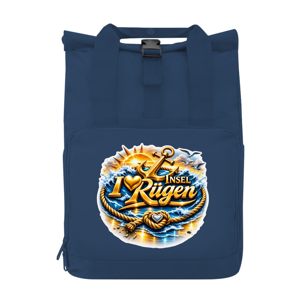 Rucksack mit Seitentasche  love Rügen #607 gold Gr. S