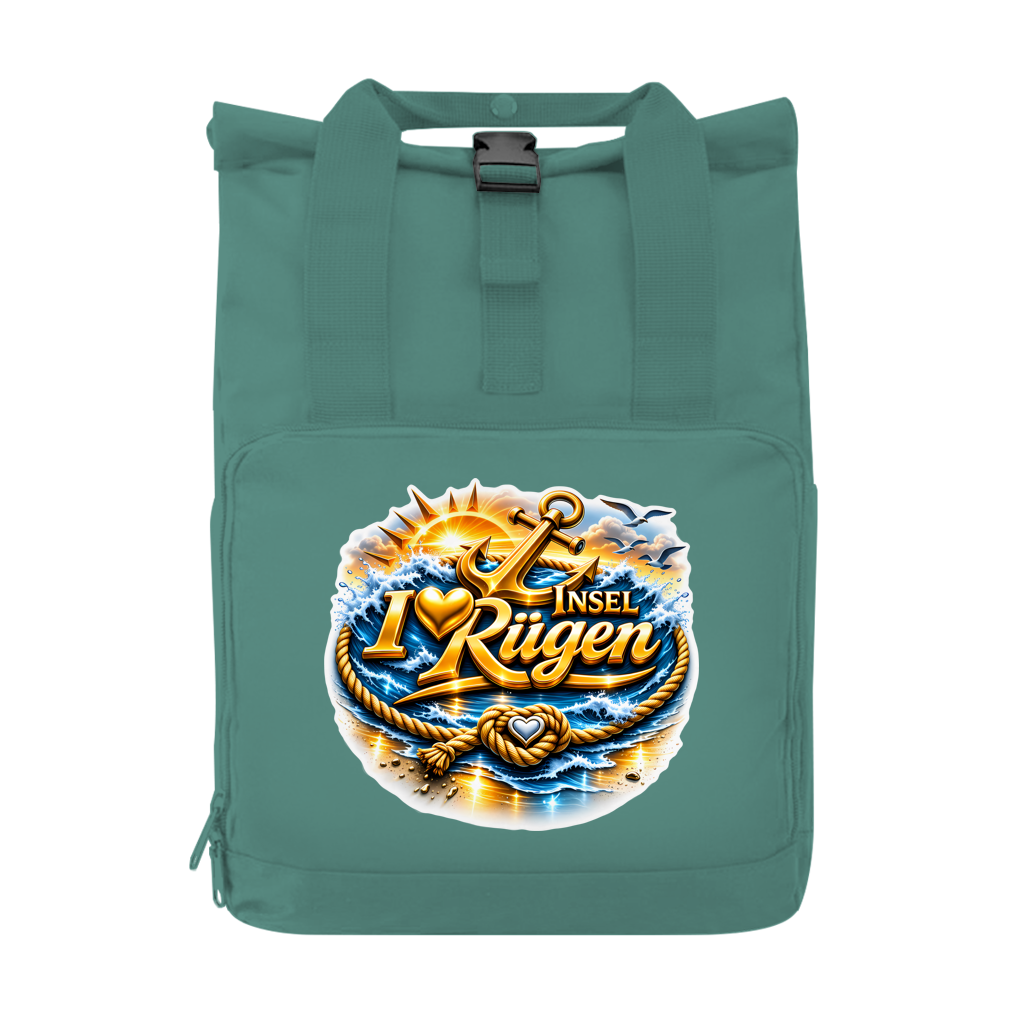 Rucksack mit Seitentasche  love Rügen #607 gold Gr. S