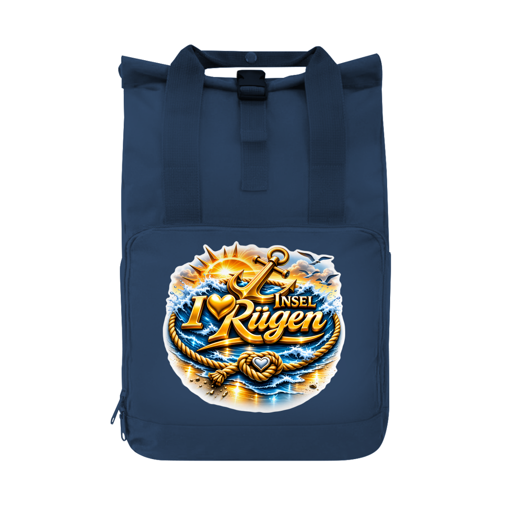 Rucksack mit Seitentasche   love Rügen #607 gold  Gr. L