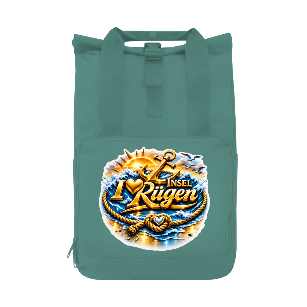 Rucksack mit Seitentasche   love Rügen #607 gold  Gr. L