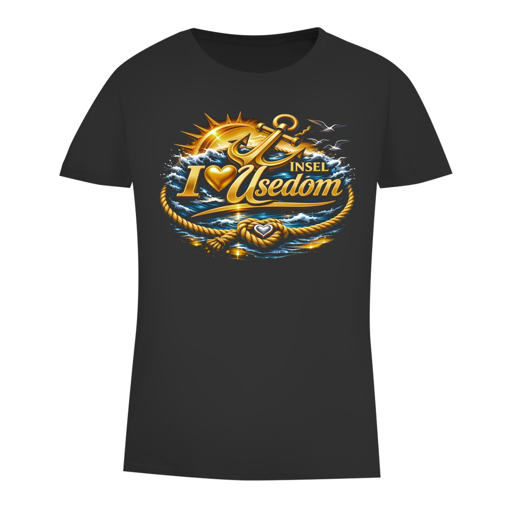 T-Shirt Damen love Usedom #607 gold