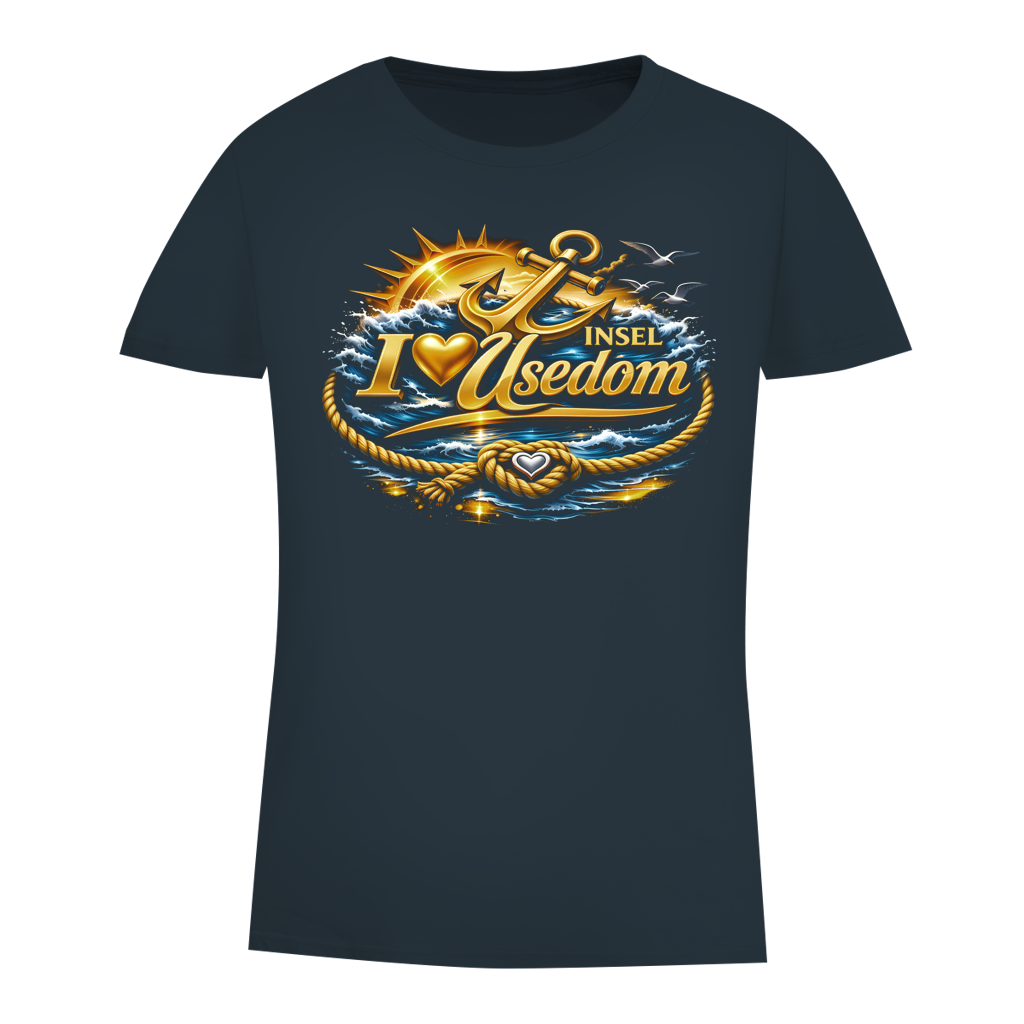 T-Shirt Damen love Usedom #607 gold
