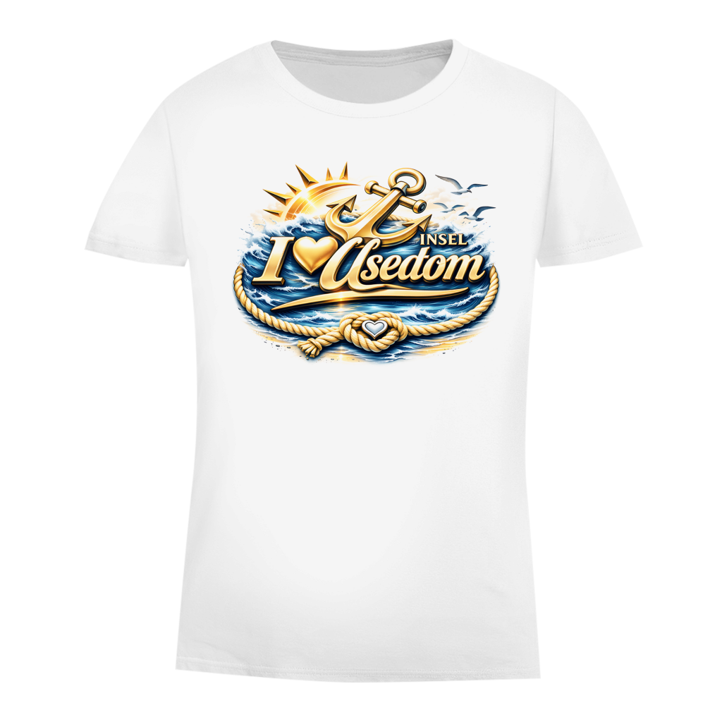 T-Shirt Damen love Usedom #607 gold