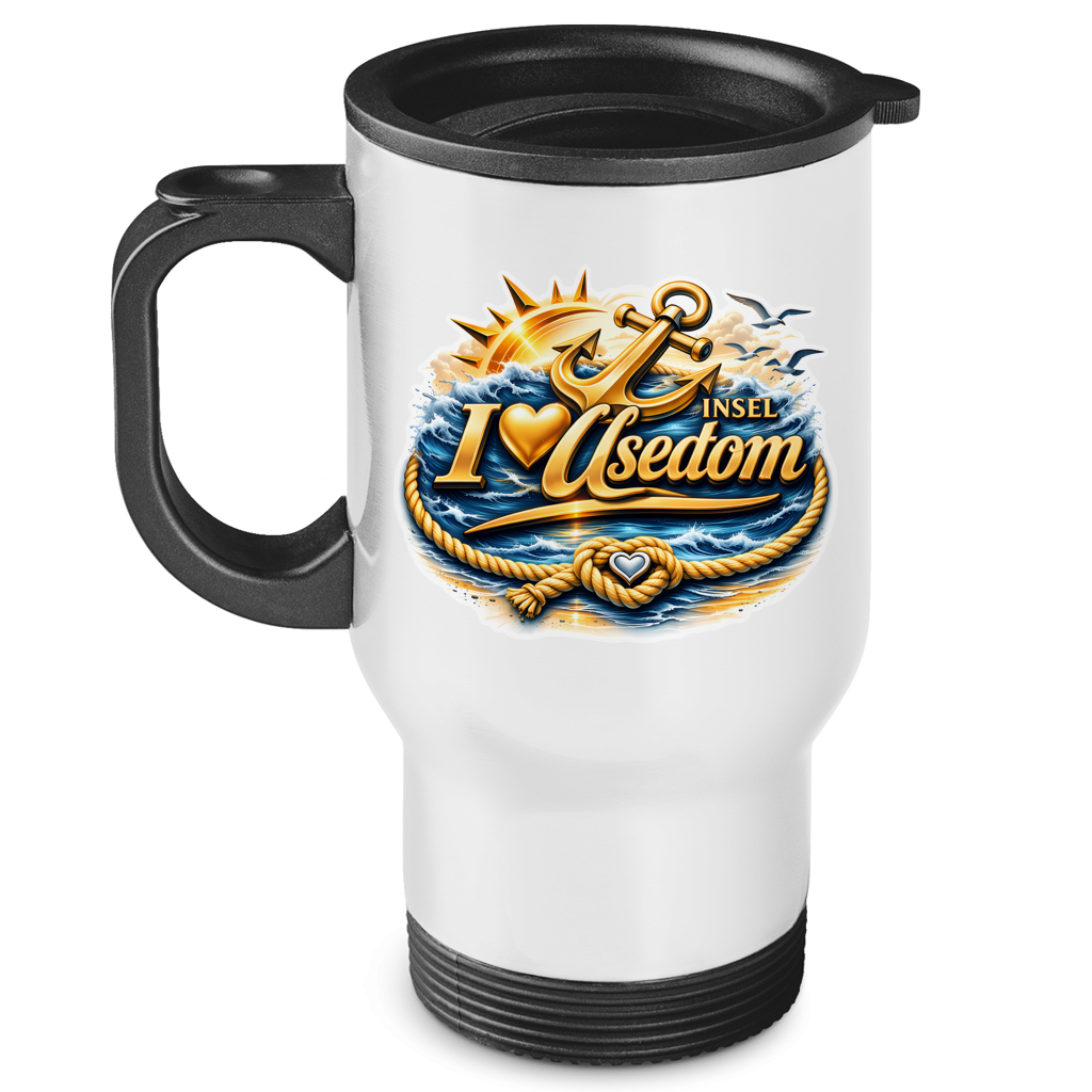 Edelstahl-Thermobecher  love Usedom #607 gold