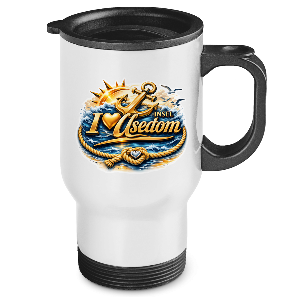 Edelstahl-Thermobecher  love Usedom #607 gold
