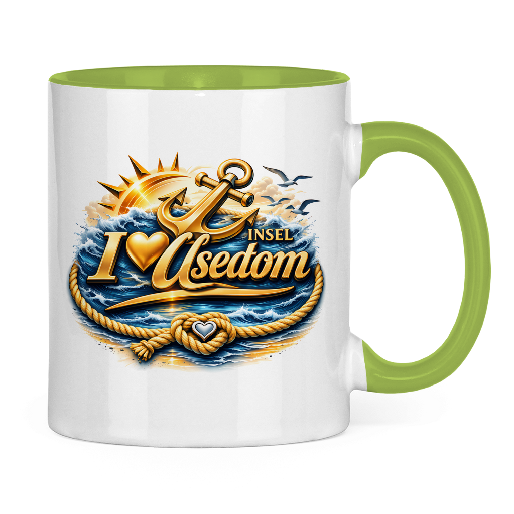 Keramik-Tasse zweifarbig   love Usedom #607 gold
