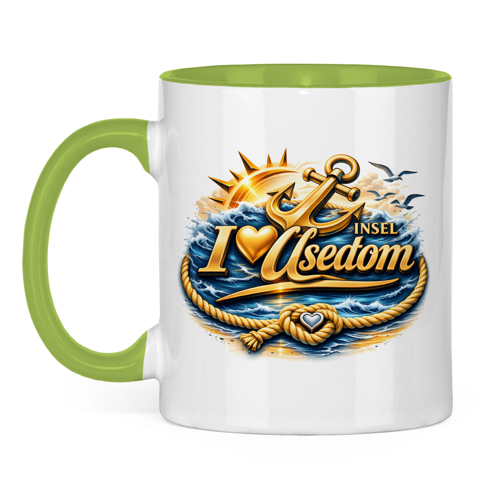 Keramik-Tasse zweifarbig   love Usedom #607 gold