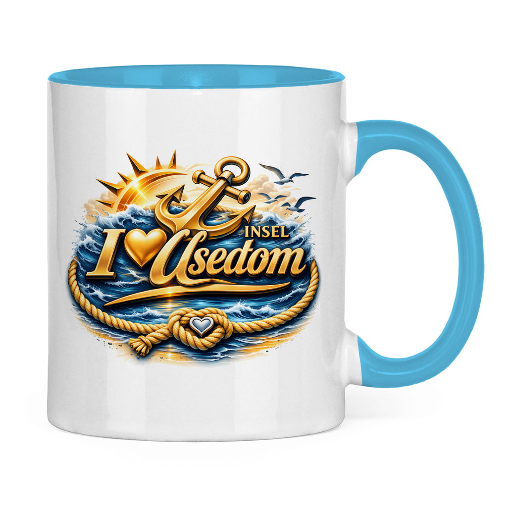 Keramik-Tasse zweifarbig   love Usedom #607 gold
