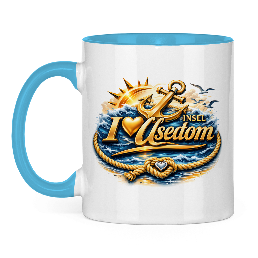 Keramik-Tasse zweifarbig   love Usedom #607 gold