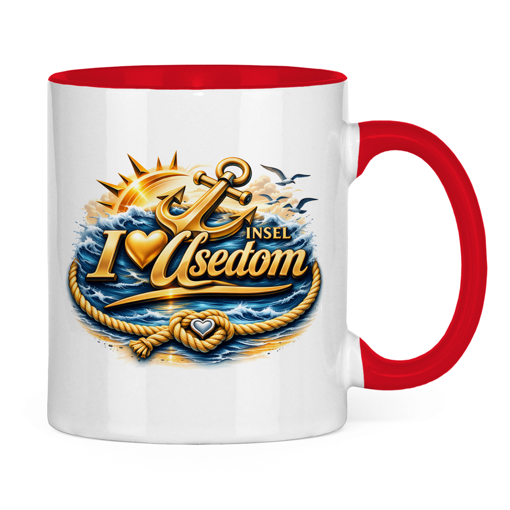Keramik-Tasse zweifarbig   love Usedom #607 gold