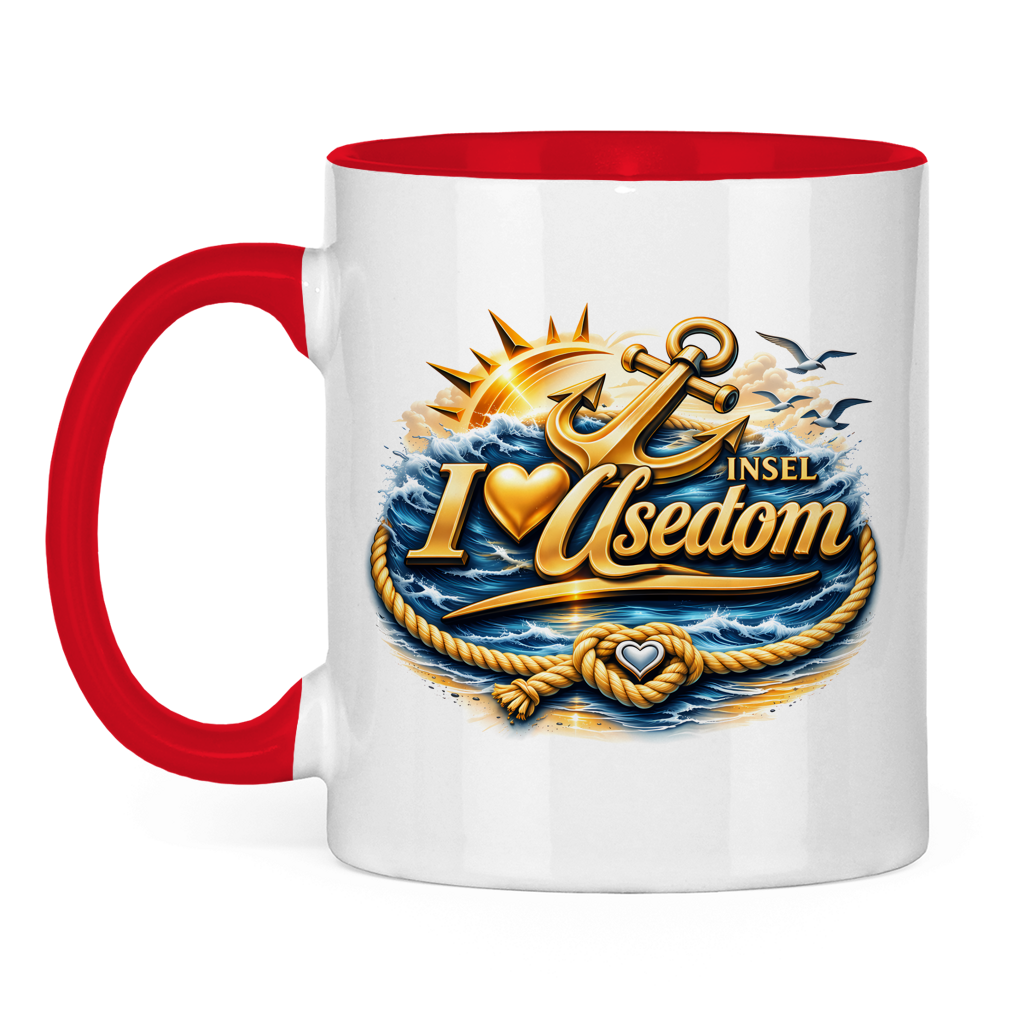 Keramik-Tasse zweifarbig   love Usedom #607 gold