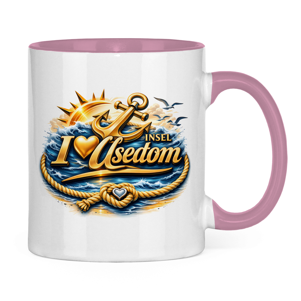 Keramik-Tasse zweifarbig   love Usedom #607 gold