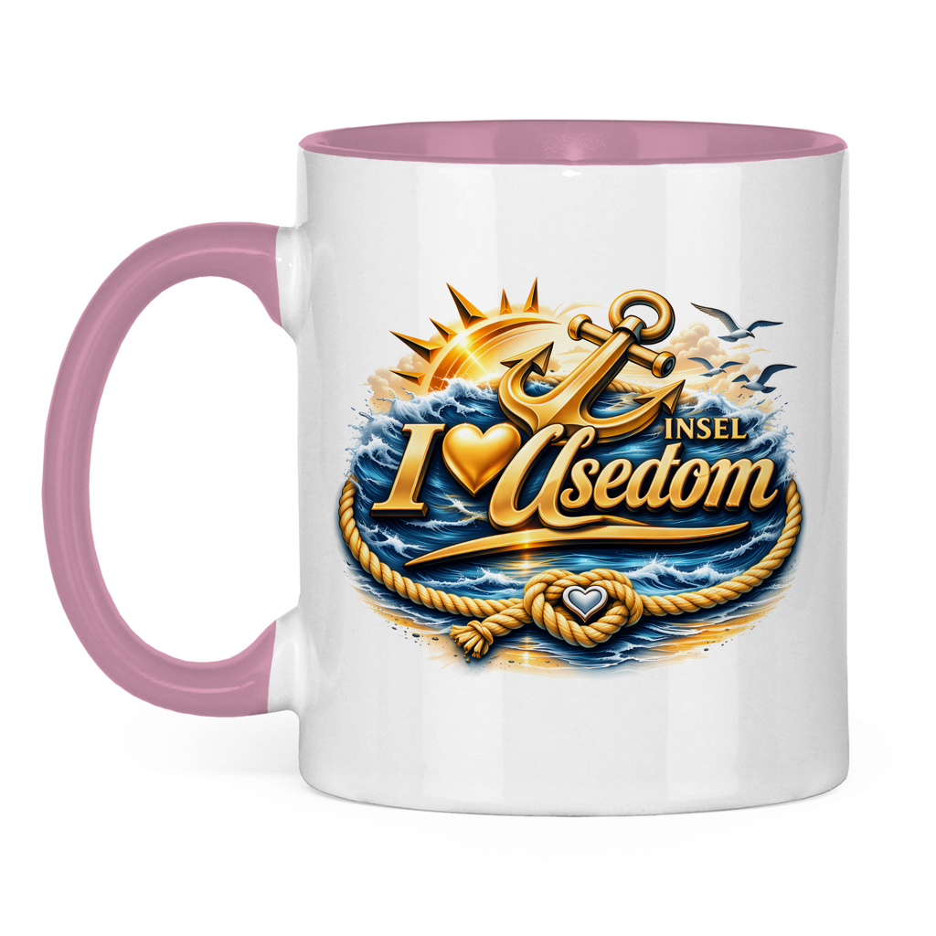 Keramik-Tasse zweifarbig   love Usedom #607 gold
