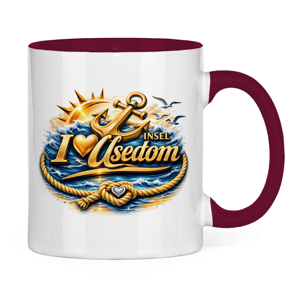 Keramik-Tasse zweifarbig   love Usedom #607 gold