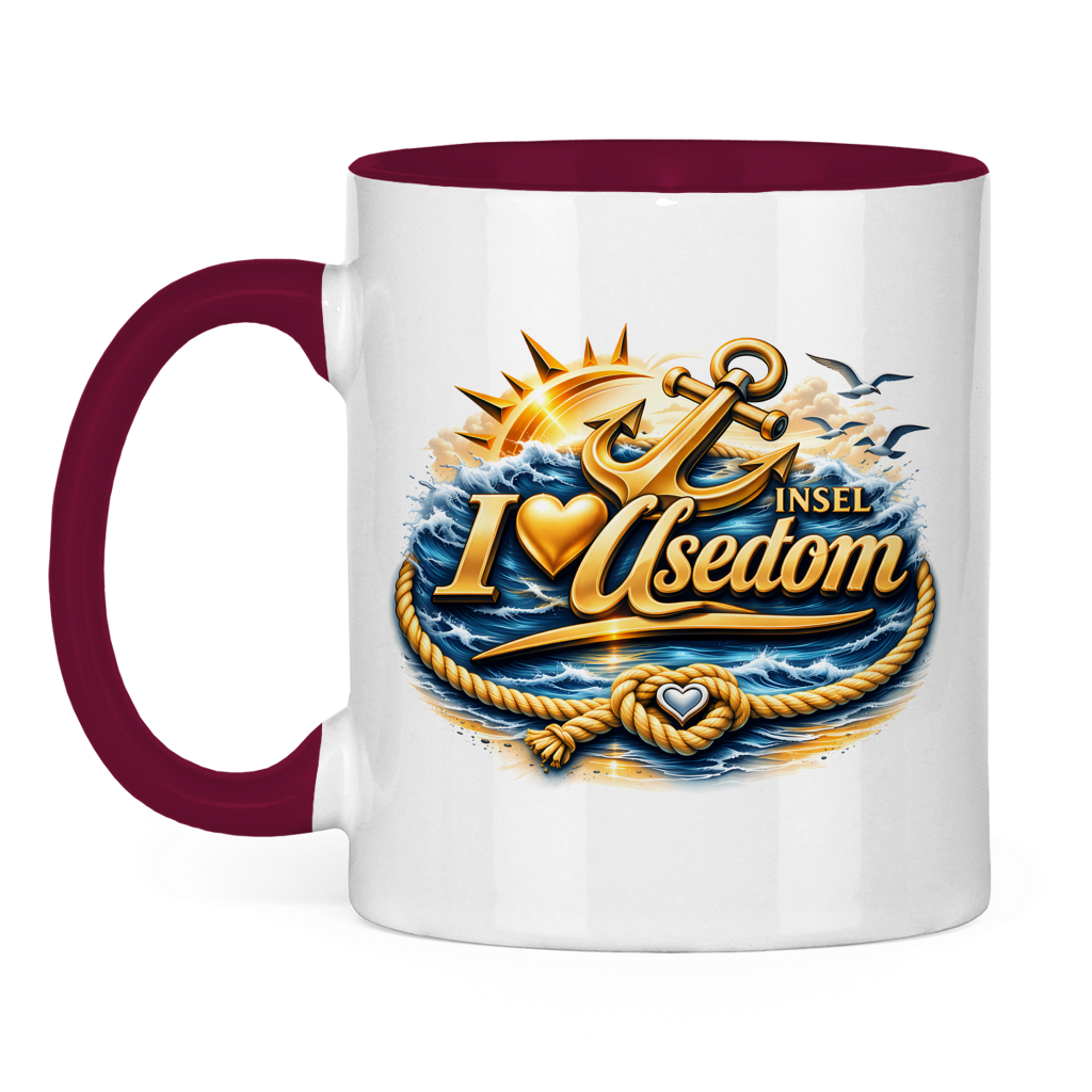 Keramik-Tasse zweifarbig   love Usedom #607 gold