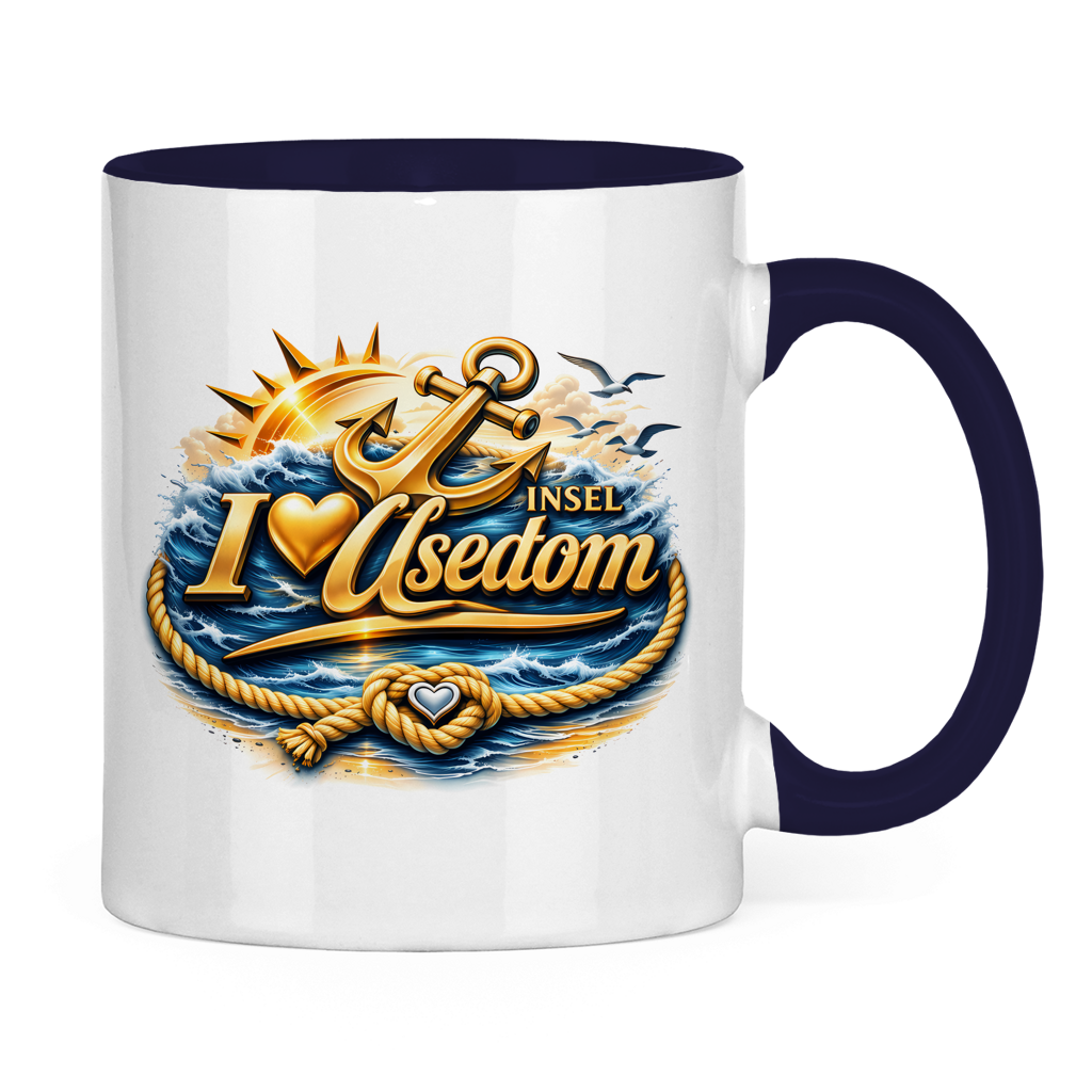 Keramik-Tasse zweifarbig   love Usedom #607 gold