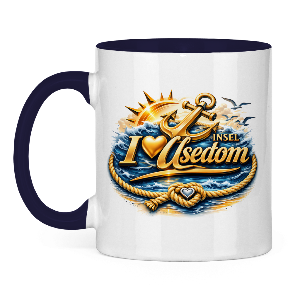 Keramik-Tasse zweifarbig   love Usedom #607 gold