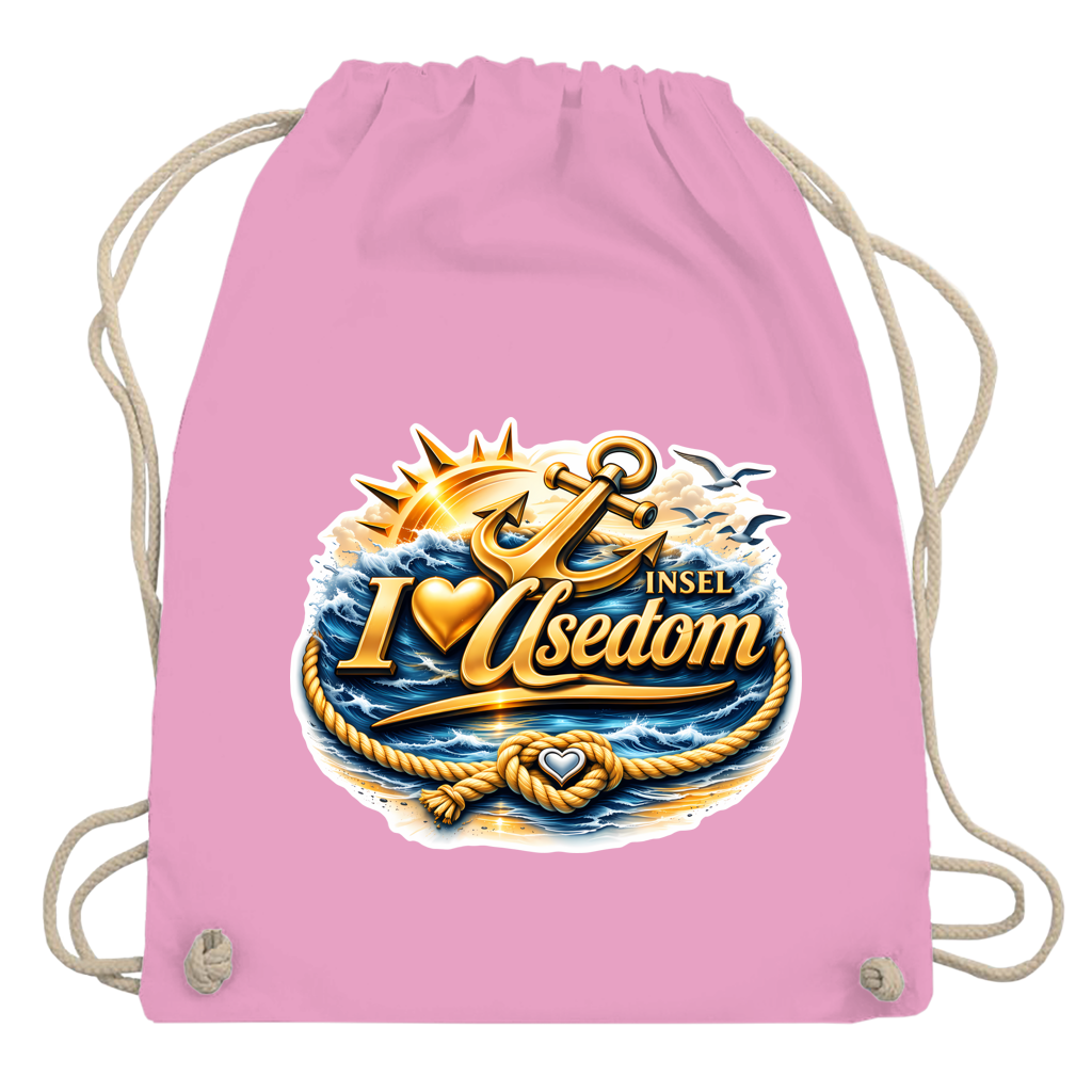 Kordelrucksack  love Usedom #607 gold