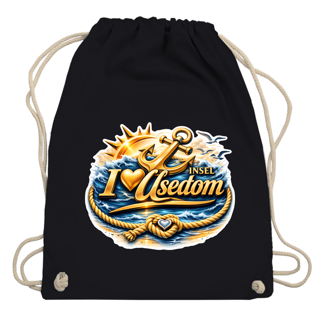 Kordelrucksack  love Usedom #607 gold