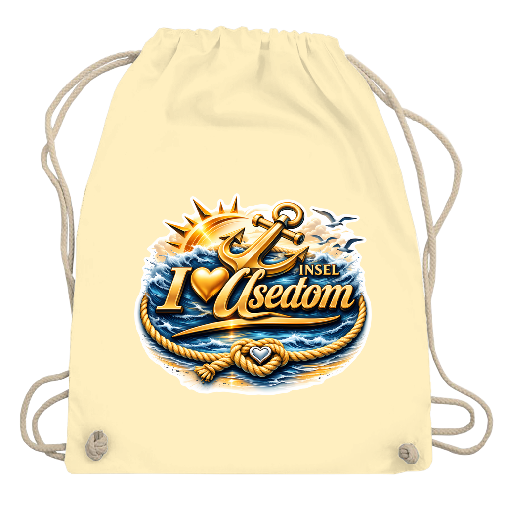 Kordelrucksack  love Usedom #607 gold