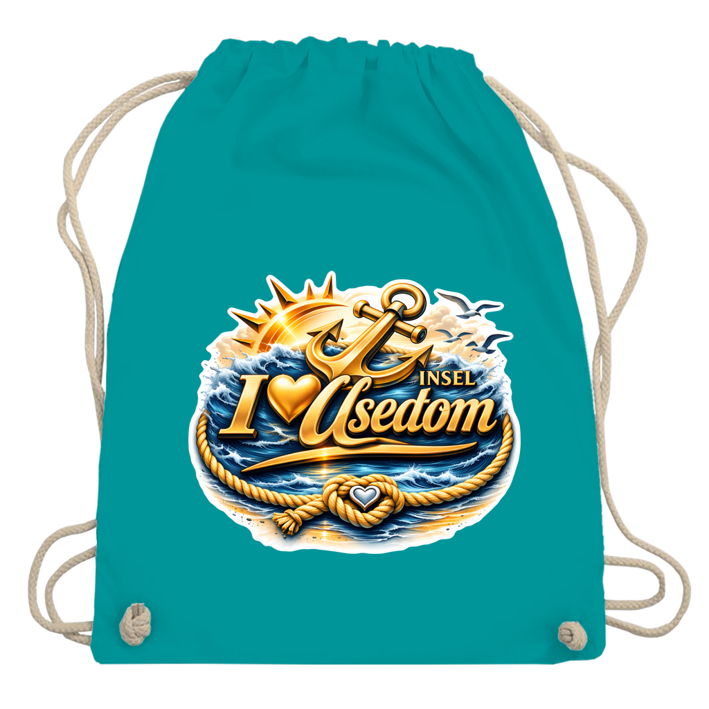 Kordelrucksack  love Usedom #607 gold