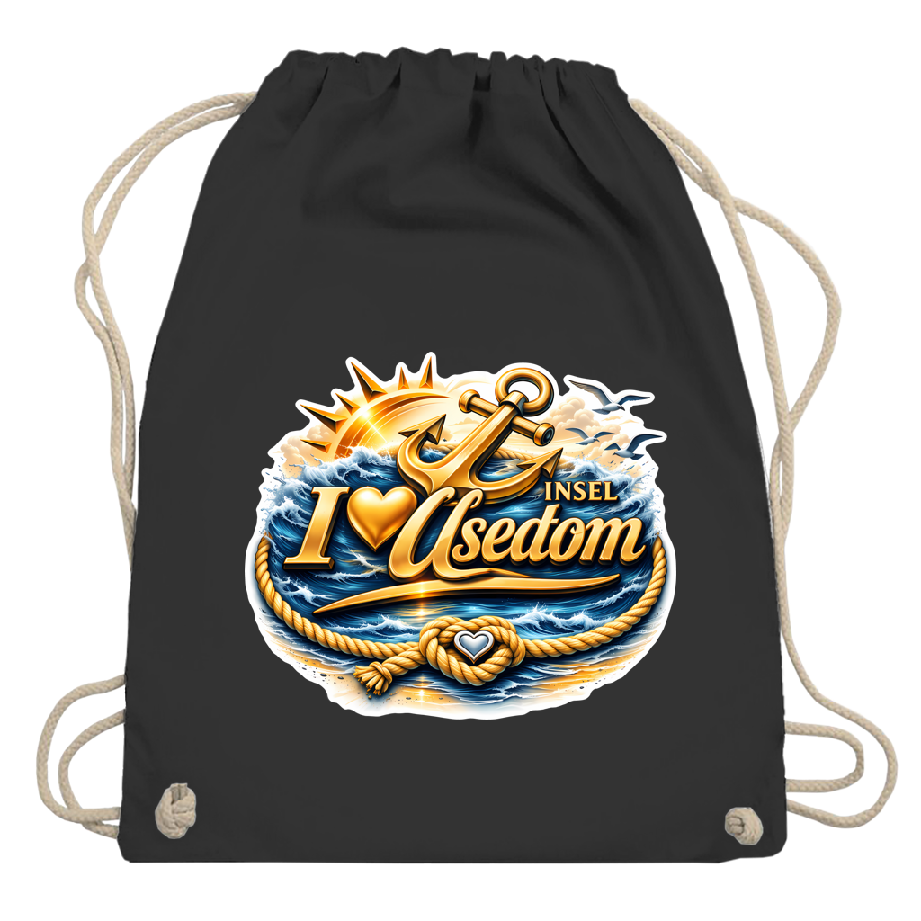 Kordelrucksack  love Usedom #607 gold
