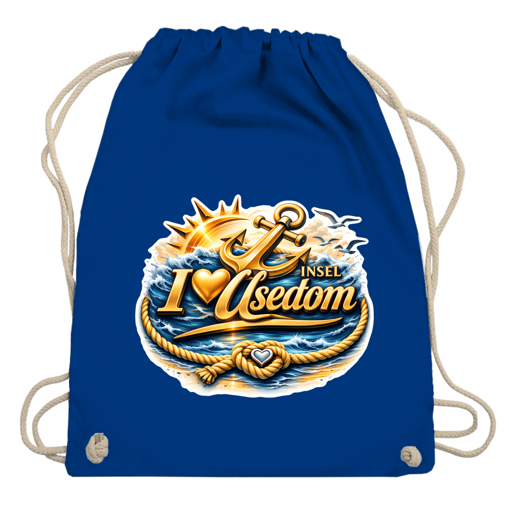 Kordelrucksack  love Usedom #607 gold