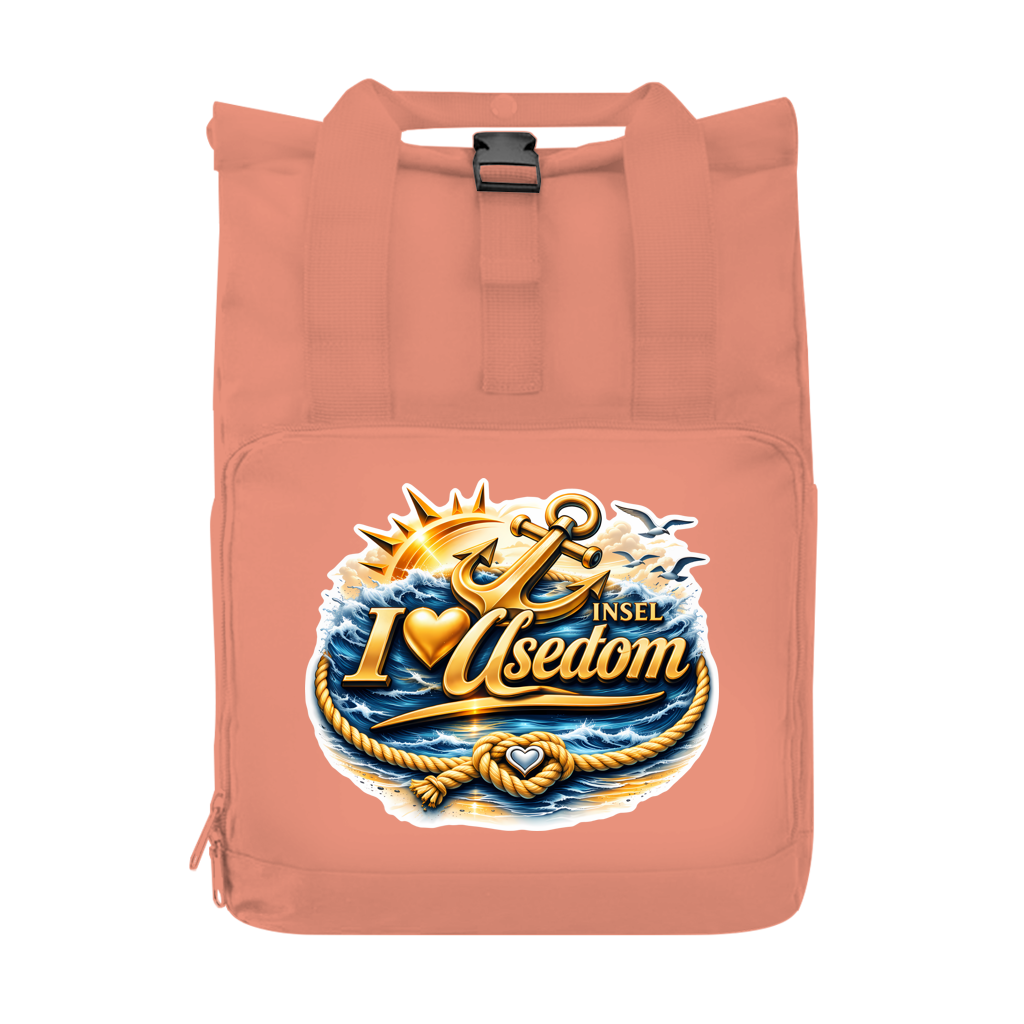 Rucksack mit Seitentasche  love Usedom #607 gold  Gr. S
