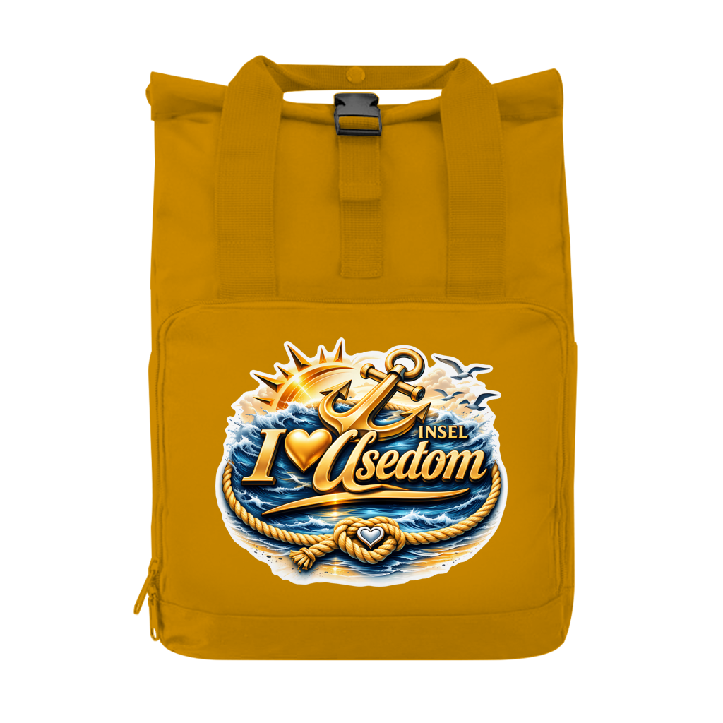 Rucksack mit Seitentasche  love Usedom #607 gold  Gr. S